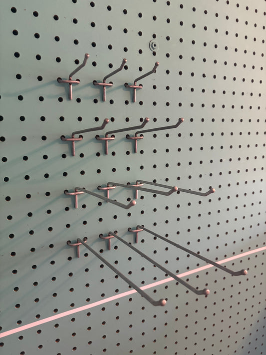 Commercial-grade pegboard hooks